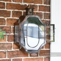 Antique Copper Nautical Inspired Flush Wall Light With Opening Side Door