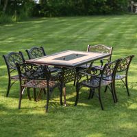 Antique Copper "Radford" Six Seater Table & Chair Set with BBQ Grill