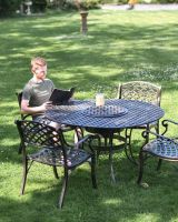 Scale Shot of Antique Gold "Frosted" Four Seater Table & Chair Set with Grill