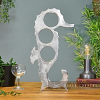 Front View of the Antique Nickel "Seahorse" Wine Rack