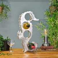 Antique Nickel "Seahorse" Wine Rack in Situ on a Counter Top