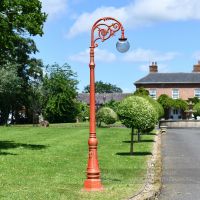 Antique Red Cast iron Lamp Post Column In front of period property