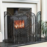 Antique Silver Arched Three Fold Fire Guard