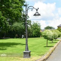 Antique Silver Deluxe Victorian Lamp Post Installed In Garden Setting