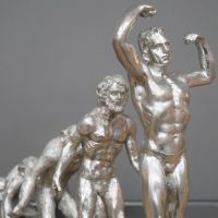 Antique Silver Human Evolution Interior Sculpture Close Up