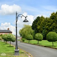 Antique Silver Ornate Lamp Post On Driveway Edge
