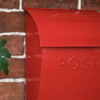 Close-Up of Side View of Apple Orchard” Red Berkley Hill Post Box With Lock