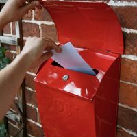 Lockable Flap Open on Apple Orchard” Red Berkley Hill Post Box With Lock