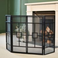 "Art Deco" Three Fold Fireguard With Door in Situ