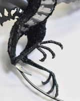 Close-Up of Scaly Legs on Artist Piece - Bespoke Recycled Metal "Askook" Dragon Wall Art - Black