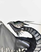 Close-Up of Artist Piece - Bespoke Recycled Metal "Askook" Dragon Wall Art - Black