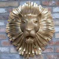 Artistic Gold Lion Head Wall Art in Situ in the Home