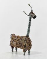 Recycled Metal Beaded Alpaca Sculpture