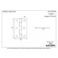 Dimensions of the 3" Ball Bearing Butt Hinge