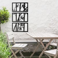 Bamboo Wall Art in Situ Above a Wooden Table & Chair Set