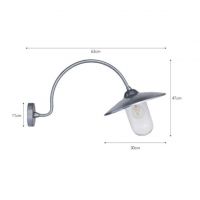 Silver Arched Swan Neck Barn Light Measurements