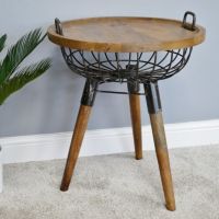 Basket Design Side Table with Removable Top