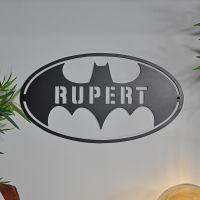 "Batman" Personalised Wall Art on a Grey Wall