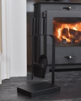 In situ photo of modern black fireside companion set