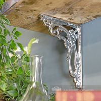 "Victorian Amalina" Bright Chrome Ornate Scroll Bracket 18 x 14cm