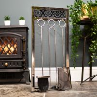 Stainless Steel Fireplace cleaning tools, brush, tongs and ash shovel