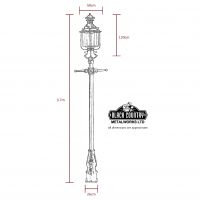 Detailed dimensions of 3.4m Lamp post set