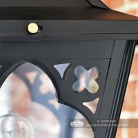 Close up of Gothic style metalwork on lantern