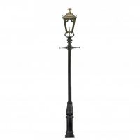 Gothic Extra Large Lantern & Lamp Post Set Finished in Black with an Antique Brass Lantern