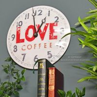 Curved kitchen wall clock "Love Coffee"