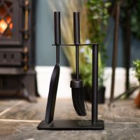 Brush and pan set with freestanding stand
