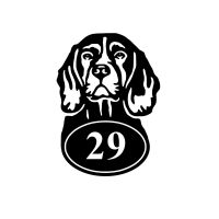 Beagle Dog Iron House Number Sign On White Background 