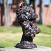 Bronze Finish Wolf Head Bust