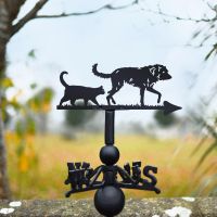 Bedlington Whippet & Cat Weathervane In The Countryside