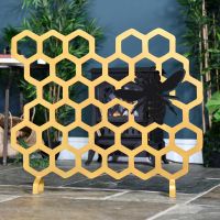 Gold & Black Bee Bee Fireguard in Situ in the Living Room