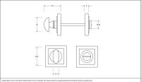 Aged Pewter Concealed Square Thumbturn Set with Plain Cover Dimensions