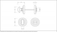Aged Pewter Concealed Thumbturn Set with Art Deco Cover Dimensions