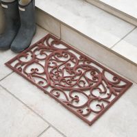 "Belleview" Rectangle Heart Doormat in Situ by the Door
