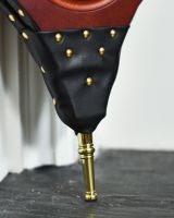 Traditional Rounded Wooden & PU Leather Fire Bellows Brass Finial