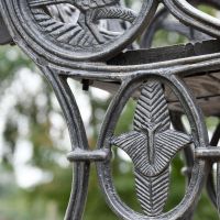 Close up of Aged Black Bench embellishments