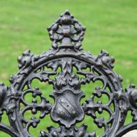 Close up of Gothic motif bench