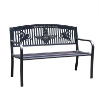 Bespoke "Airborne Forces" British Parachute Regiment Iron & Steel Park Bench in Black on White Background