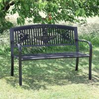 Bespoke "Airborne Forces" British Parachute Regiment Iron & Steel Park Bench in Black in Situ