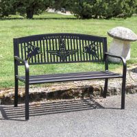 Iron & Steel Park Bench in Black with Bespoke "Airborne Forces" British Parachute Regiment Design in Situ