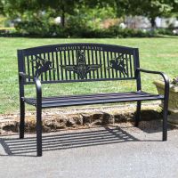 Iron & Steel Park Bench in Black with Bespoke "Airborne Forces" British Parachute Regiment Cut-Out