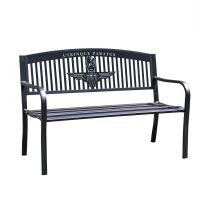 Bespoke "Utrinque Paratus" British Parachute Regiment Iron & Steel Park Bench in Black on White Background