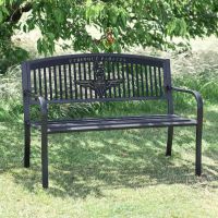 Bespoke "Utrinque Paratus" British Parachute Regiment Iron & Steel Park Bench in Black in SItu