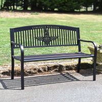 Iron & Steel Park Bench in Black with Bespoke "Utrinque Paratus" British Parachute Regiment Design