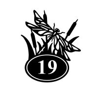 Bespoke Dragonfly House Number Sign On White Background