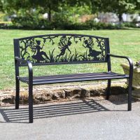 Bespoke Fairy Trio Iron & Steel Park Bench in Black