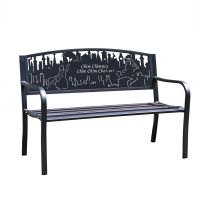Bespoke Mary Poppins Iron & Steel Park Bench in Black on White Background